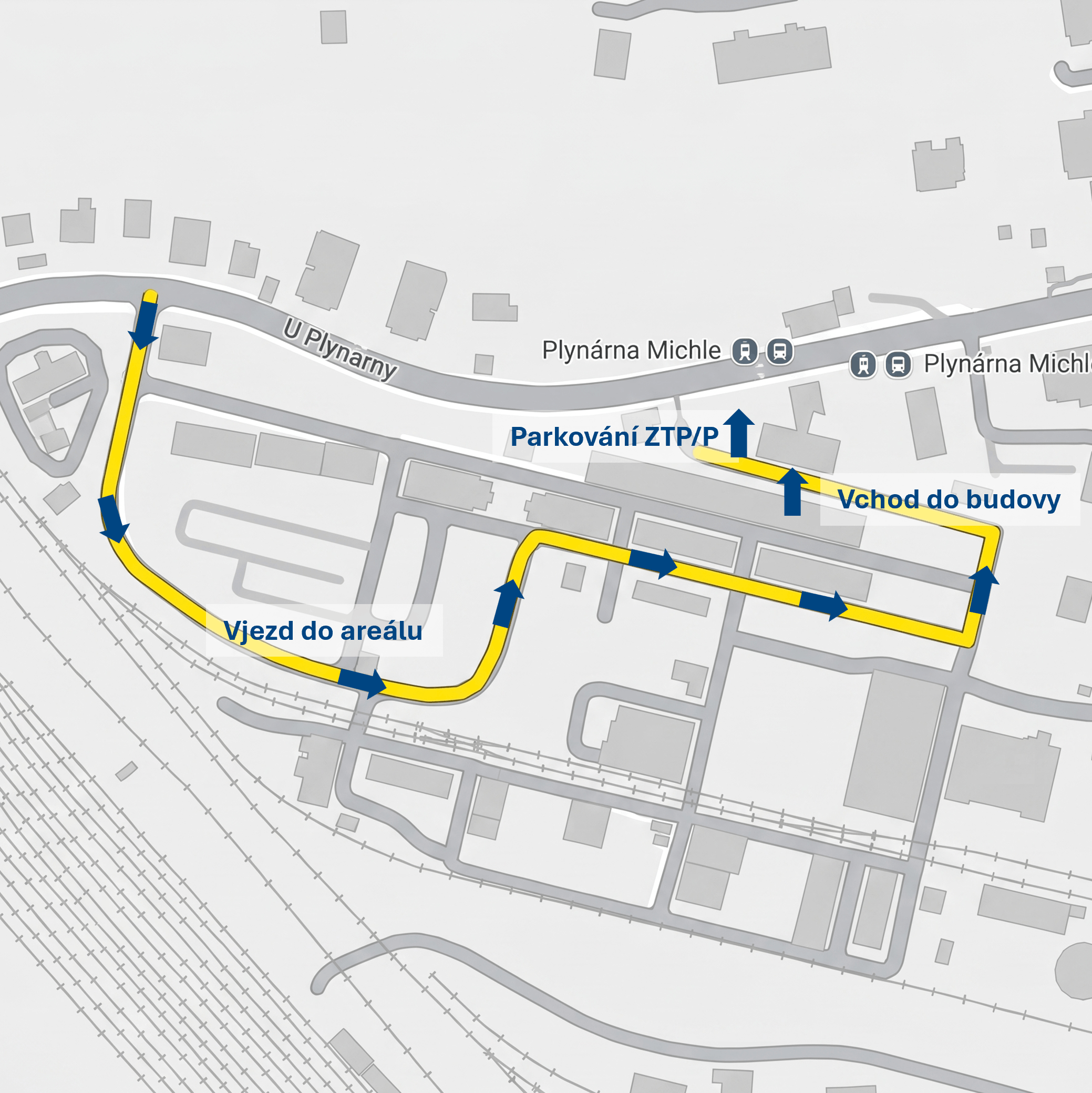 mapa areálu Michle - ztp parkovací místa