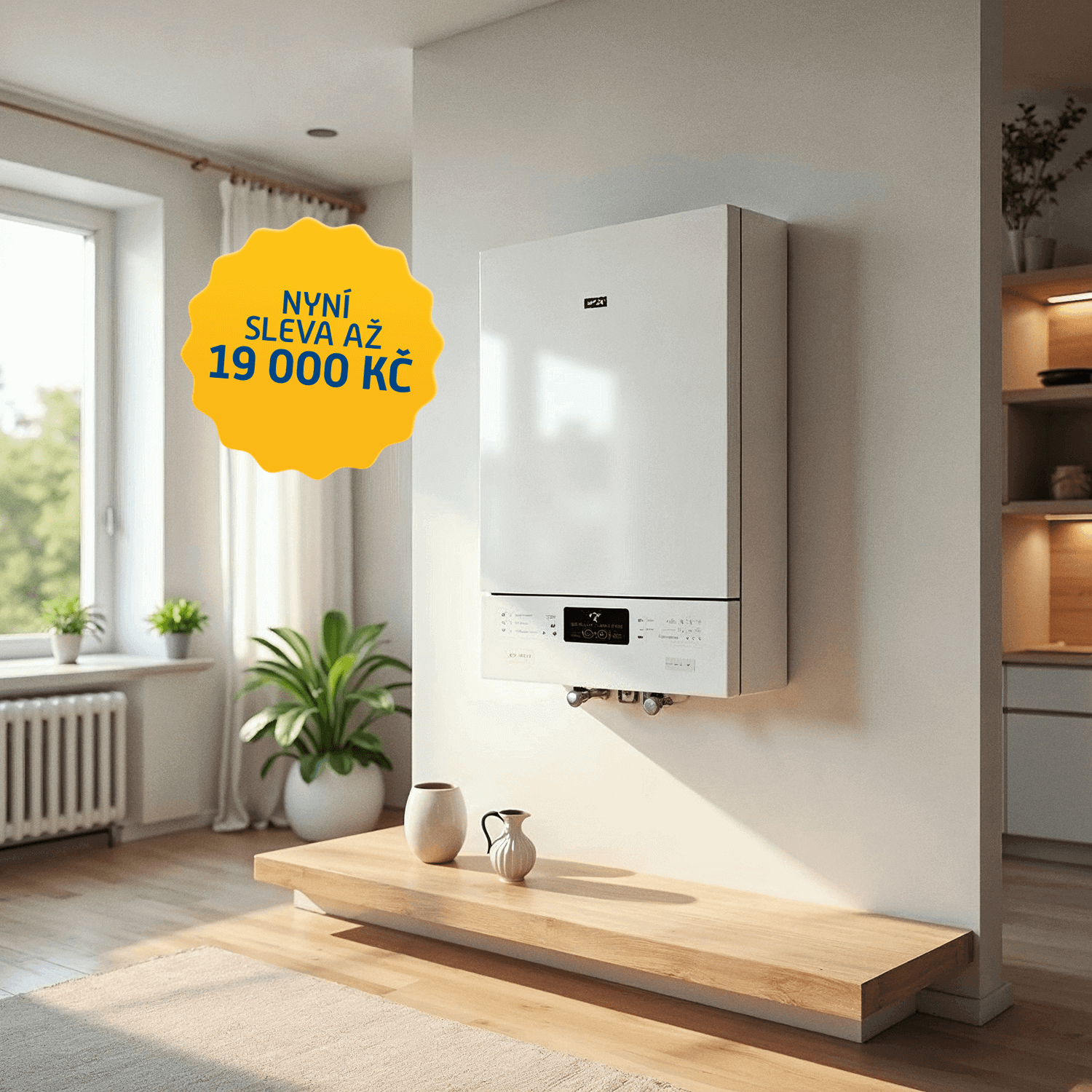 Plynový kotel v interiéru